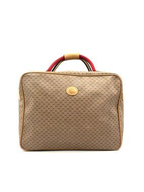 Gucci Micro GG Sherry Line Leather Green Beige Red Boston Bag